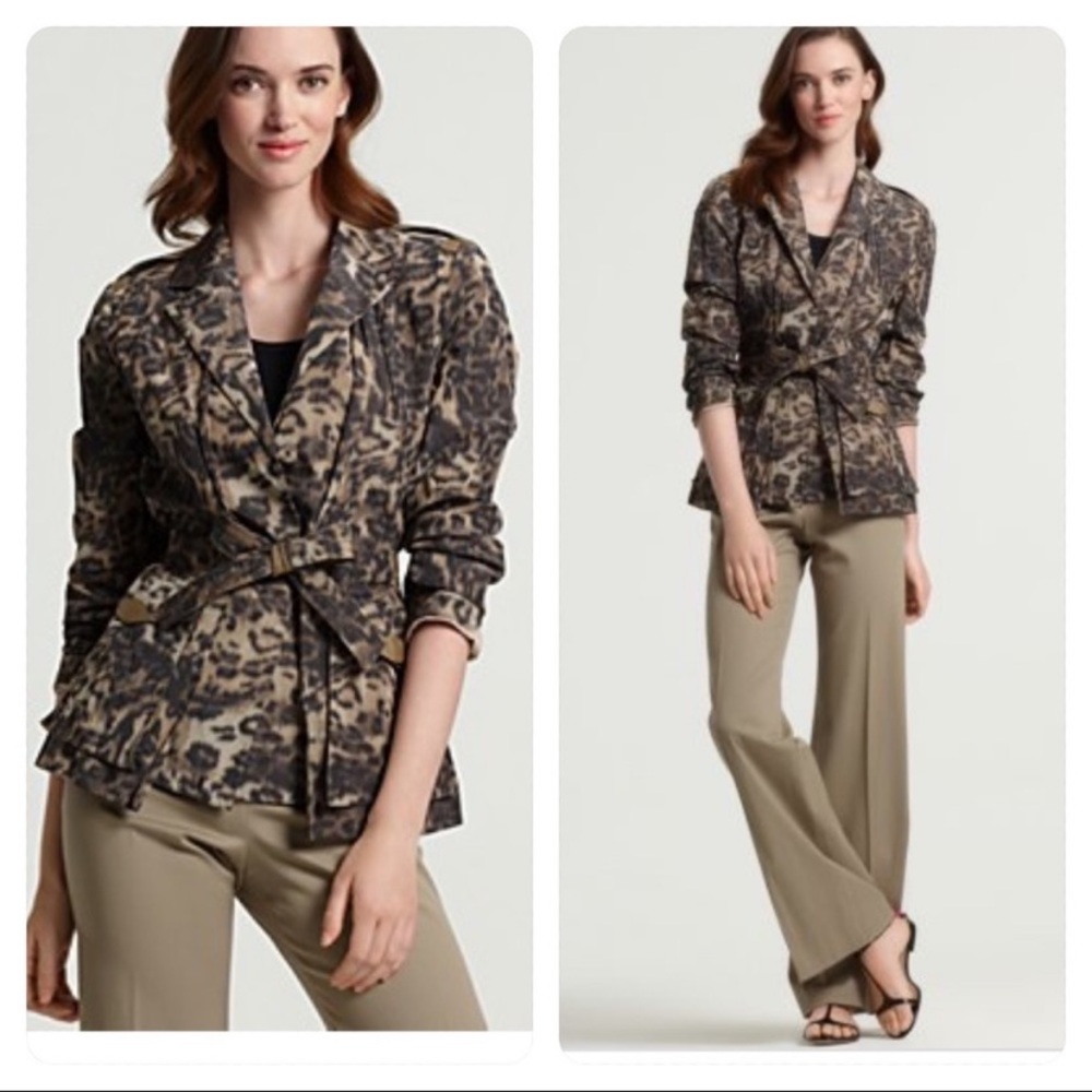 ELIE TAHARI Tallie Animal Print Leopard Jacket size US Small Petite